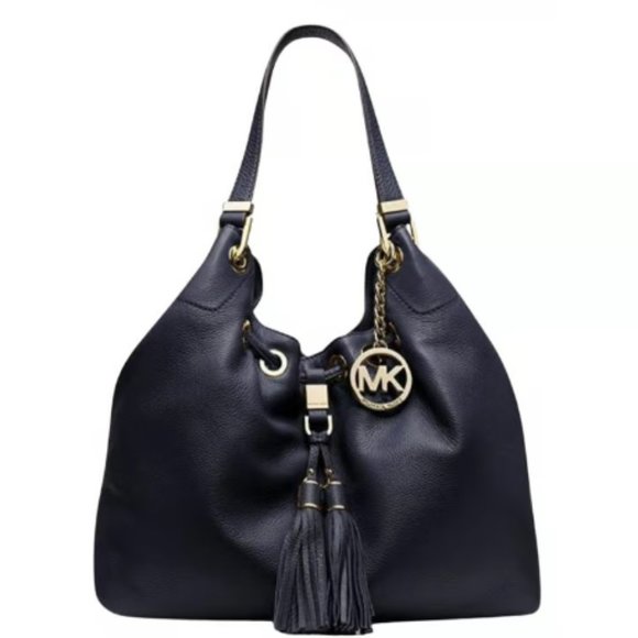 MICHAEL MICHAEL KORS DARK NAVY BLUE BEAUTIFUL GENUINE PEBBLED LEATHER BAG NWT